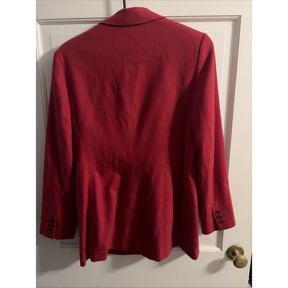 Land's End Vintage Wool Cashmere One Button Blazer Jacket 8 Red Academia Holiday - Picture 3 of 12